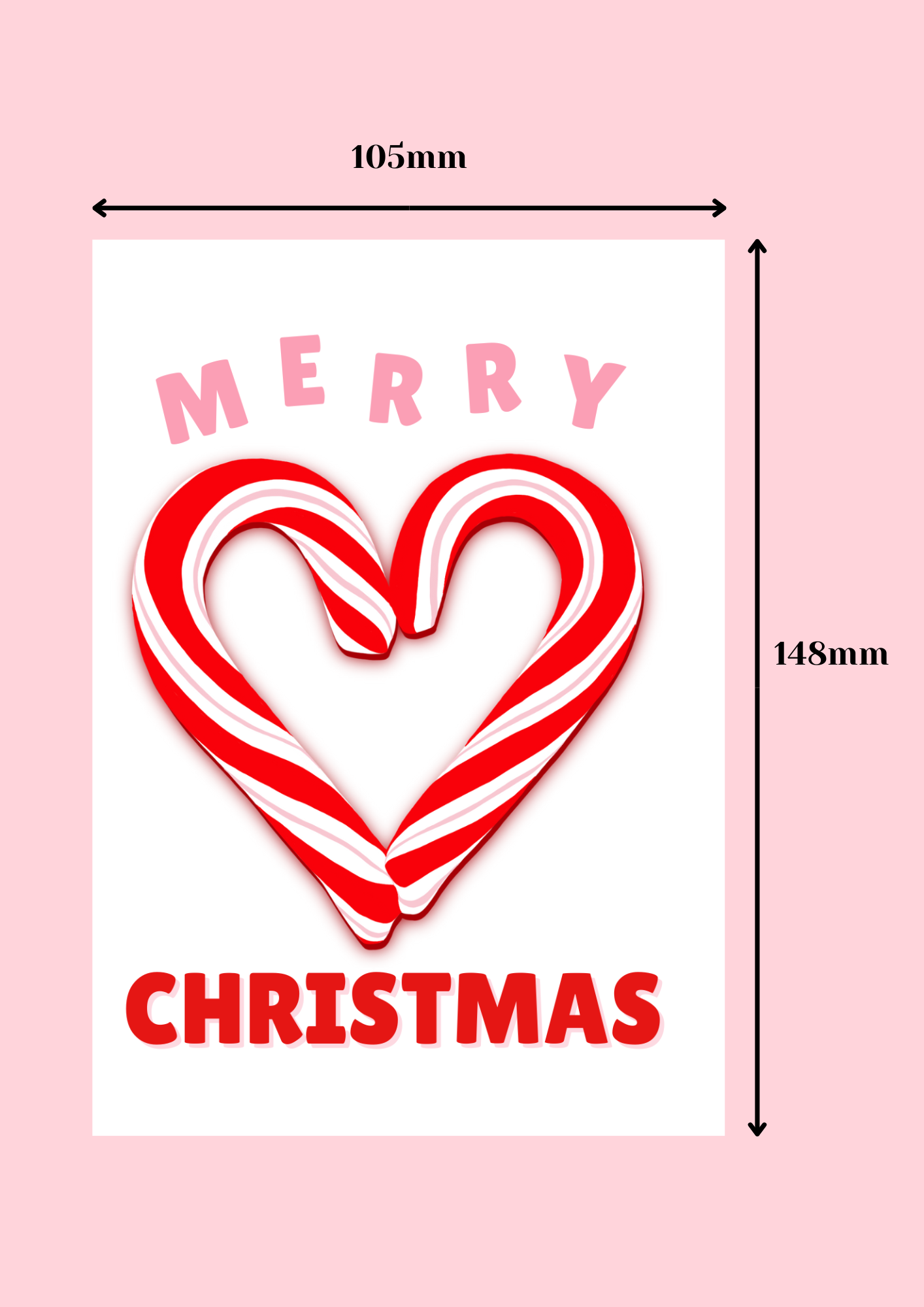Candy Cane Heart Christmas Card