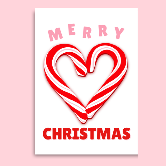 Candy Cane Heart Christmas Card