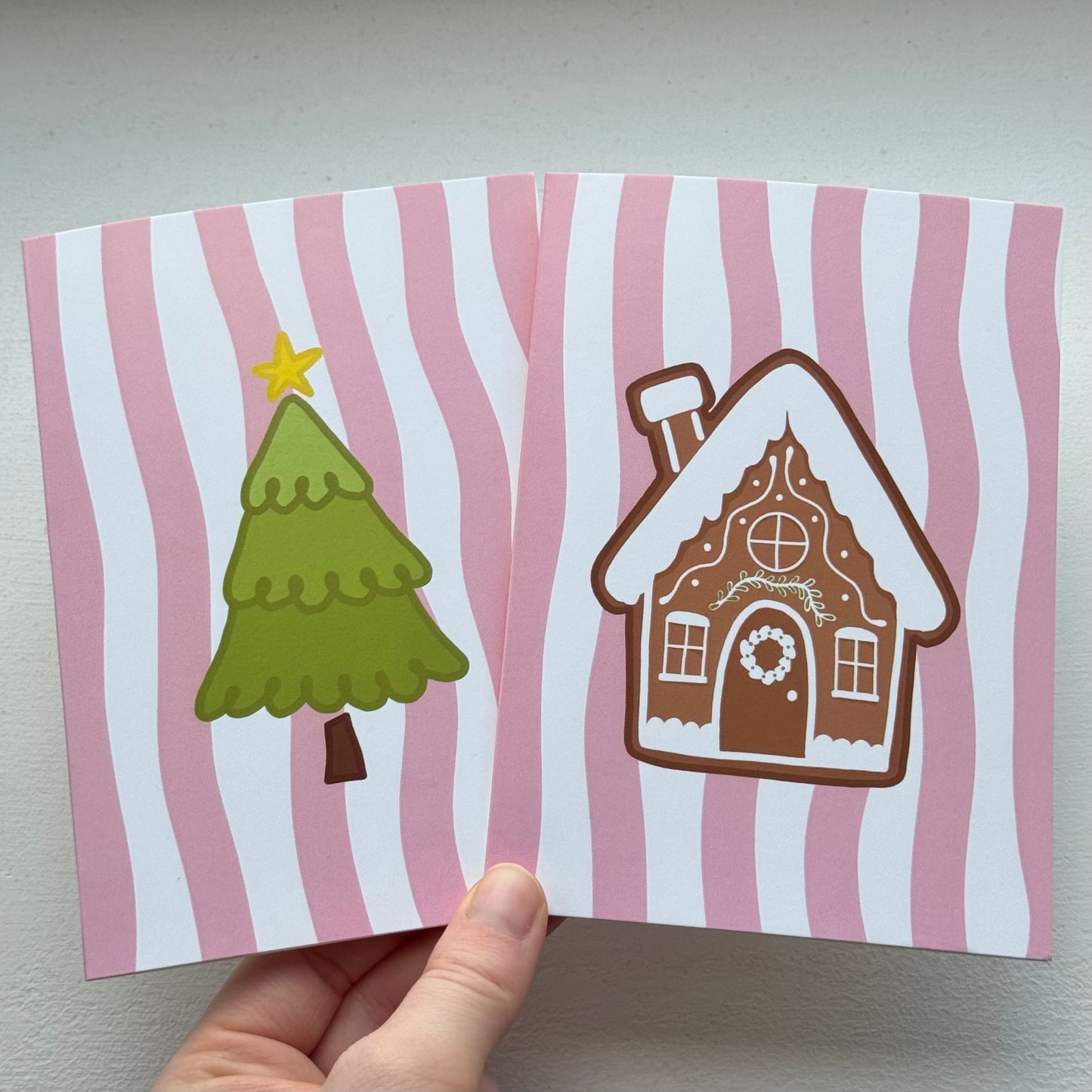 Pink Stripe Christmas Cards