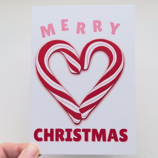 Candy Cane Heart Christmas Card